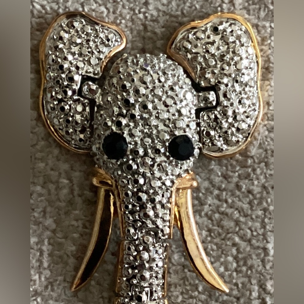 Vintage 1980's Jointed Elephant Brooch- Rare Statement Piece